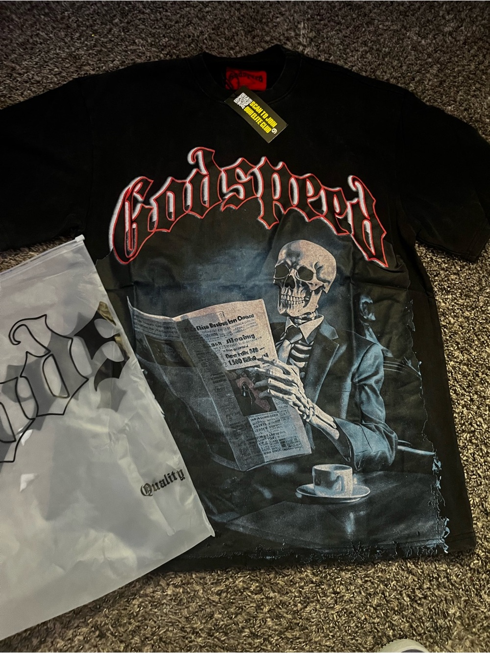 GodsPEED Black Graphic Skull Tee - Men's Short Sleeve